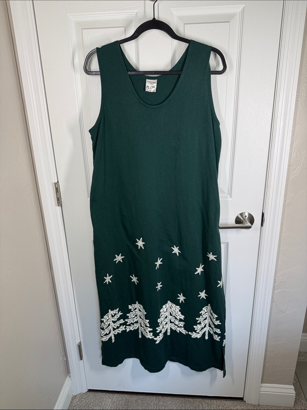M. MAC Cotton fields dark hunter green cotton sheath maxi dress size medium